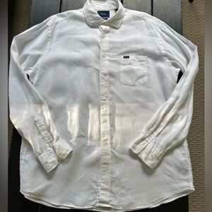 Faconnable white linen Classique, Deauville shirt XXL